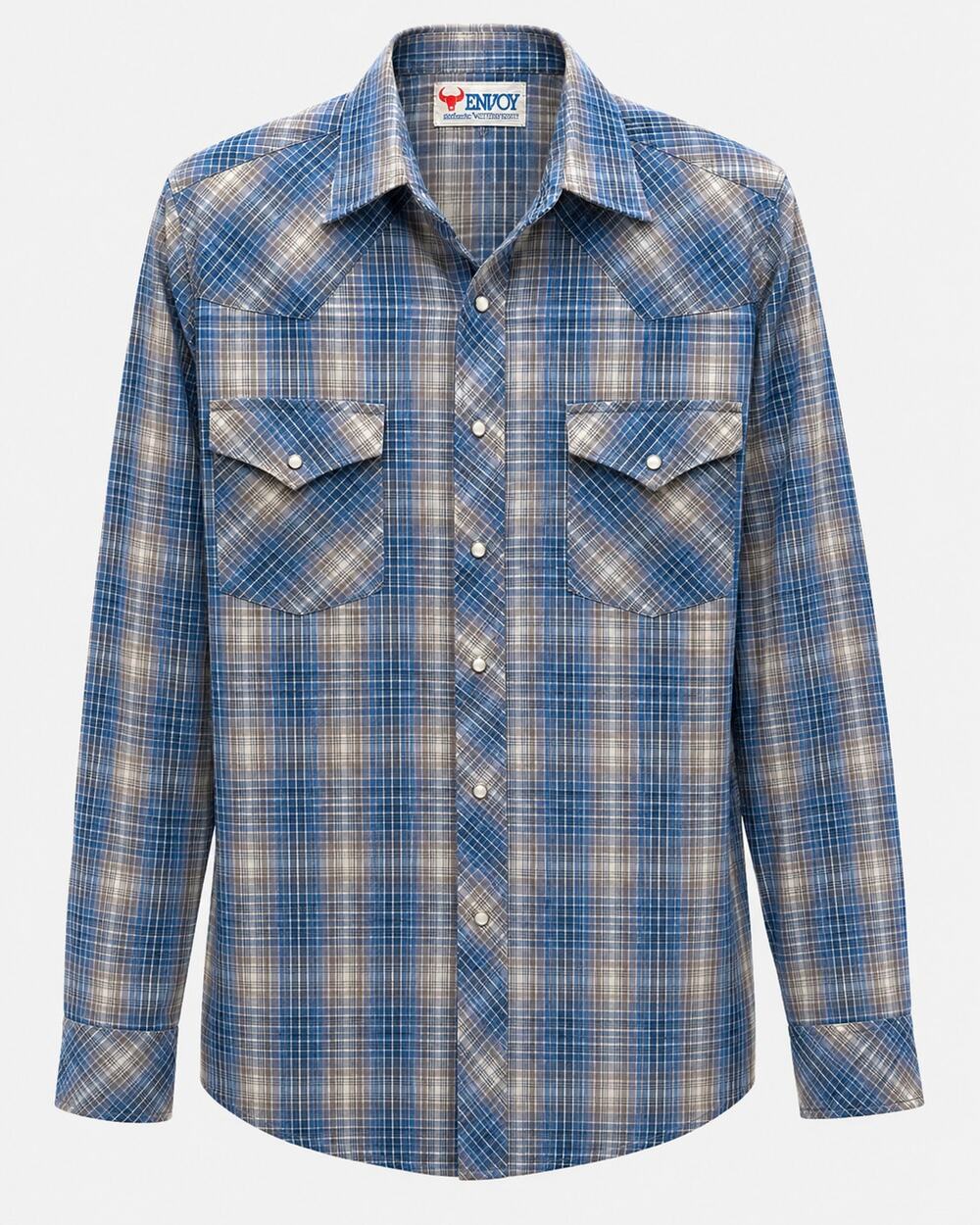 Vintage Envoy Western Pearl Snap Plaid Shirt Vintage 70s Cowboy Rodeo M